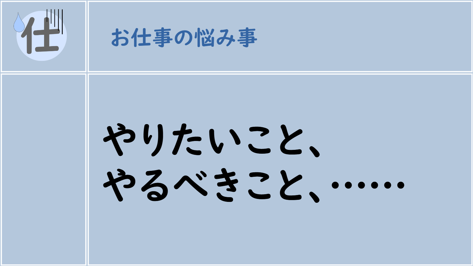 やりたいこと、やるべきこと、……